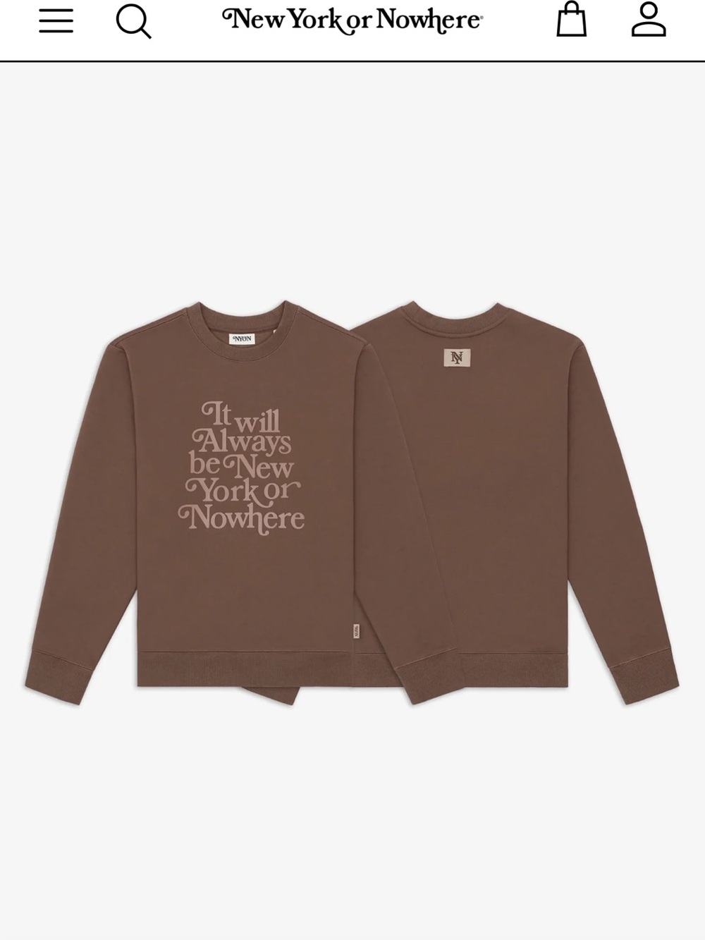NewYorkorNowhere Brown Graphic Crewneck Sweatshirt